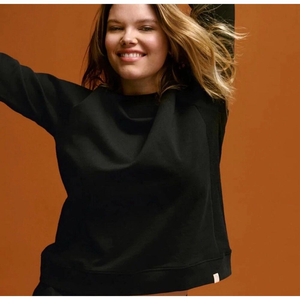 Third Love Black Weekend Terry Sweatshirt Size LARGE Cozy Cotton NWT